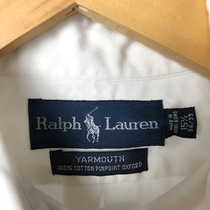 Ralph Lauren YARMOUTH long sleeve button down shirt, men's size M cotton white type Vintage Second Hand