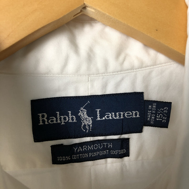 Ralph Lauren YARMOUTH long sleeve button down shirt, men's size M cotton white type Vintage Second Hand