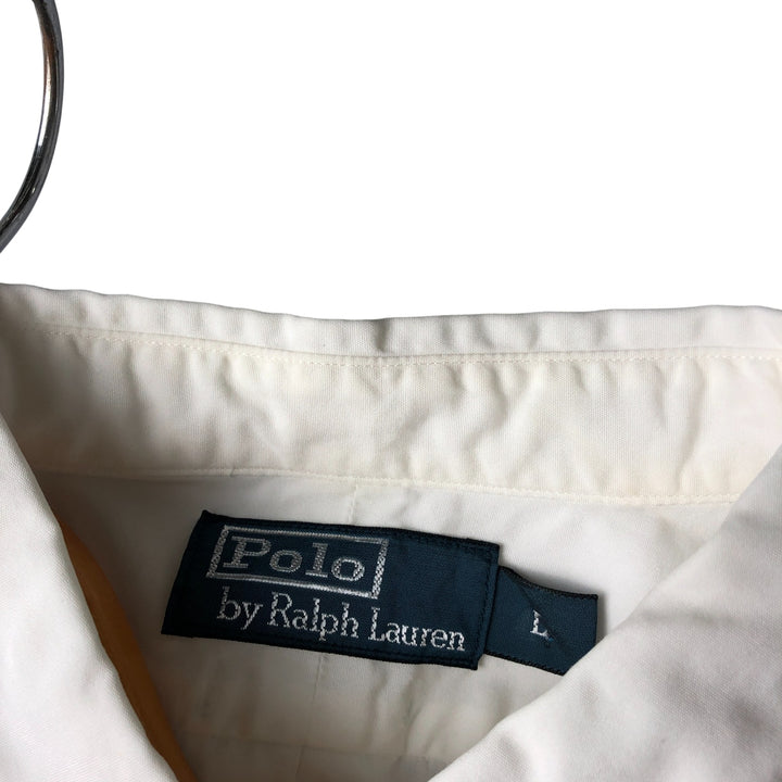 Ralph Lauren long sleeve button down shirt, men's size L cotton white type Vintage Second Hand