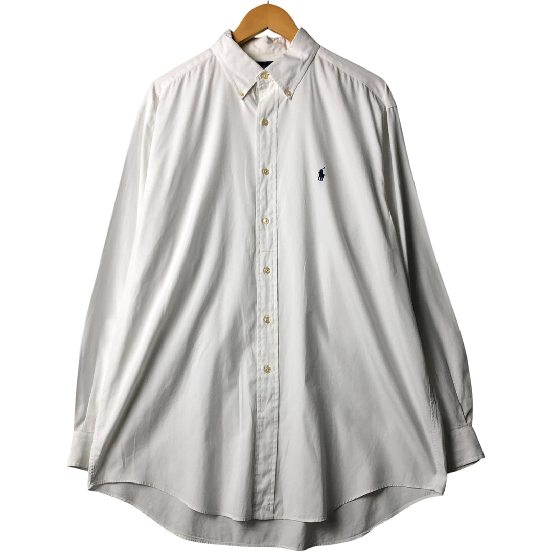Ralph Lauren YARMOUTH long sleeve button down shirt, men's XL size cotton white type Vintage Second Hand