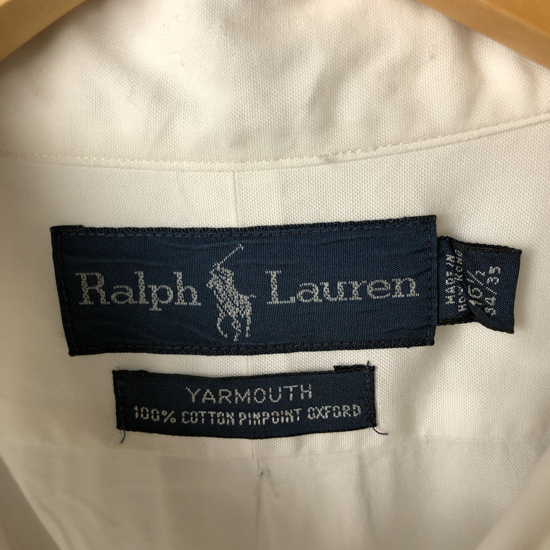 Ralph Lauren YARMOUTH long sleeve button down shirt, men's XL size cotton white type Vintage Second Hand