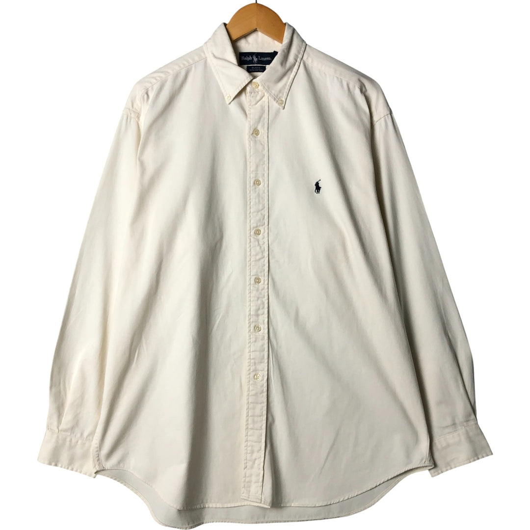Ralph Lauren BLAKE long sleeve button down shirt, men's size L cotton ivory Vintage Second Hand