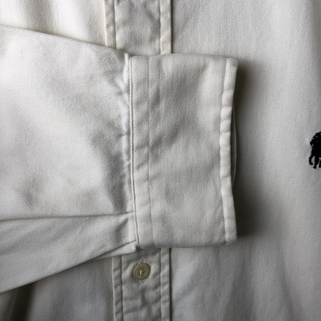 Ralph Lauren BLAKE long sleeve button down shirt, men's size L cotton ivory Vintage Second Hand