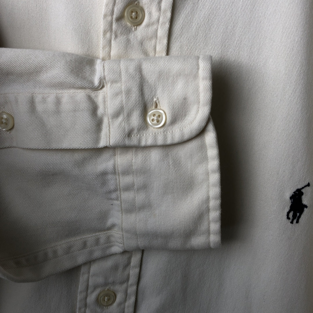 Ralph Lauren BLAKE long sleeve button down shirt, men's size L cotton ivory Vintage Second Hand