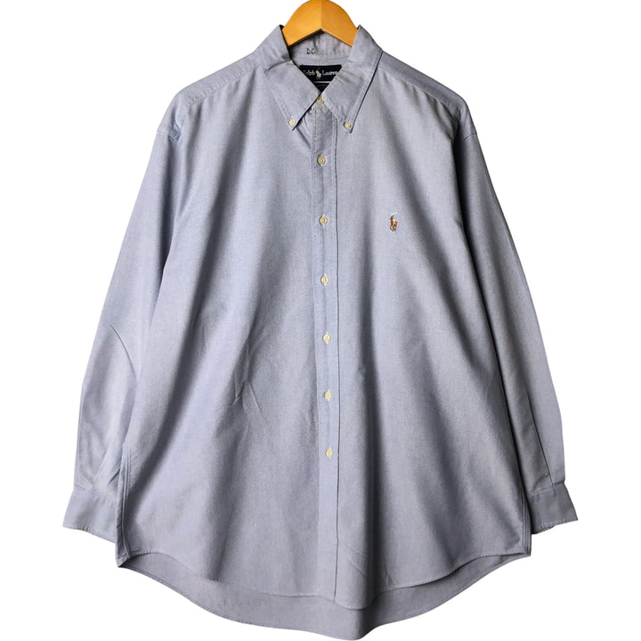 Ralph Lauren YARMOUTH long sleeve button down shirt, men's XL size cotton Blue type light blue Vintage Second Hand