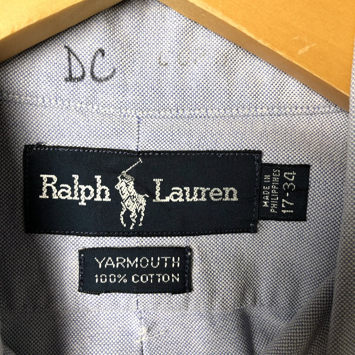 Ralph Lauren YARMOUTH long sleeve button down shirt, men's XL size cotton Blue type light blue Vintage Second Hand