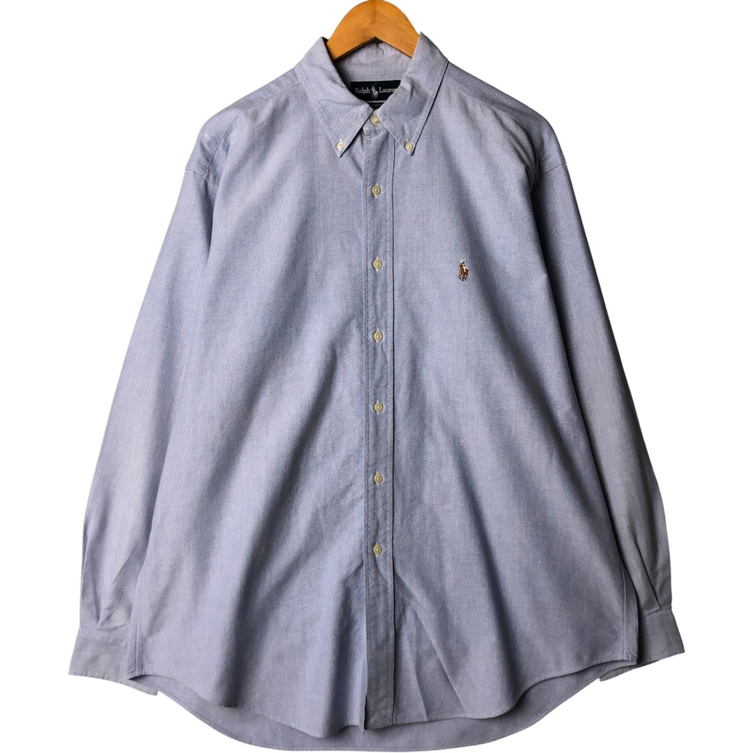 Ralph Lauren YARMOUTH long sleeve button down shirt, men's size L cotton Blue type light blue Vintage Second Hand