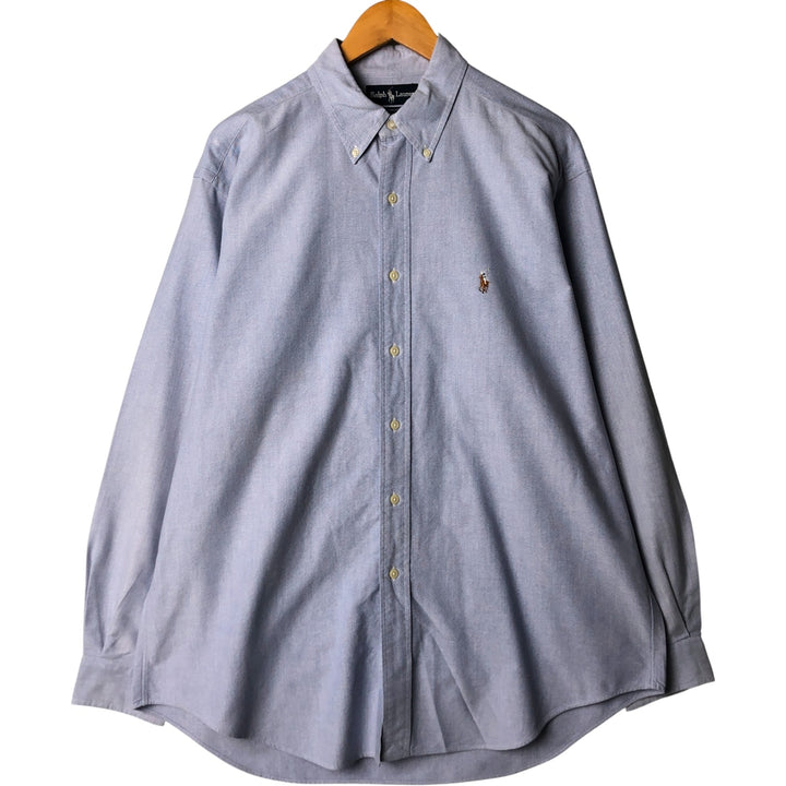 Ralph Lauren YARMOUTH long sleeve button down shirt, men's size L cotton Blue type light blue Vintage Second Hand