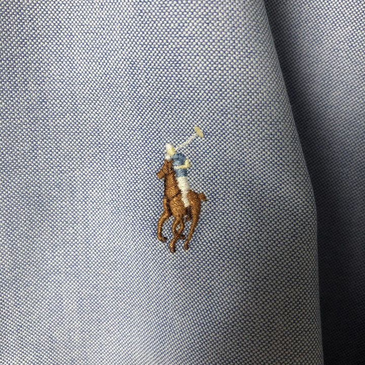 Ralph Lauren YARMOUTH long sleeve button down shirt, men's size L cotton Blue type light blue Vintage Second Hand