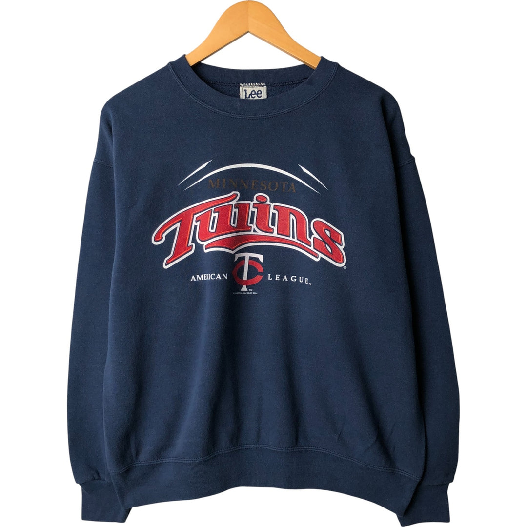 Vintage 90s-00'S Lee SPORT MLB Minnesota Twins Print Sweatshirt, Men's Size Medium cotton navy blue type Vintage Second Hand