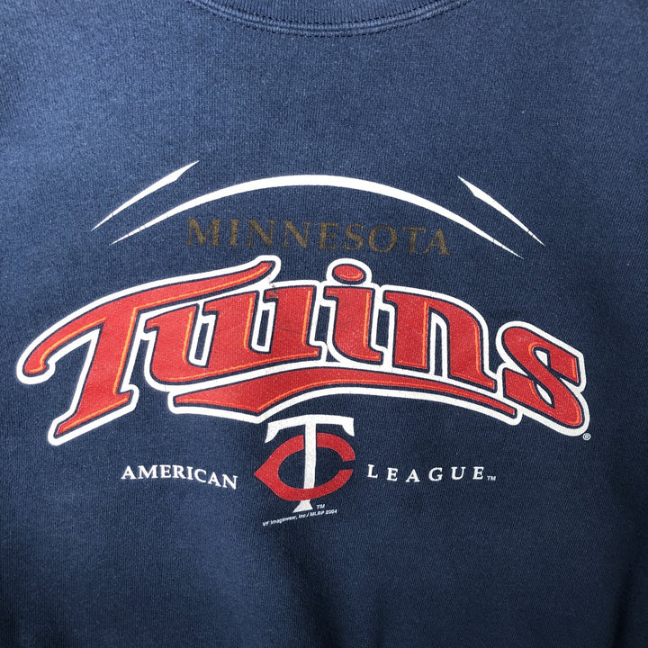 Vintage 90s-00'S Lee SPORT MLB Minnesota Twins Print Sweatshirt, Men's Size Medium cotton navy blue type Vintage Second Hand