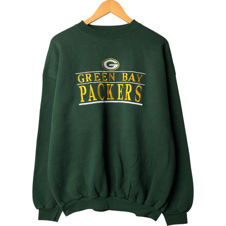 Vintage '90'S Logo Seven NFL Green Bay Packers Print Sweatshirt, Made in USA, Men's Size XL cotton green type Vintage Second Hand