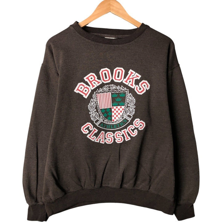Brooks Printed Sweatshirt, Men's Size L polyester brown type Vintage Second Hand