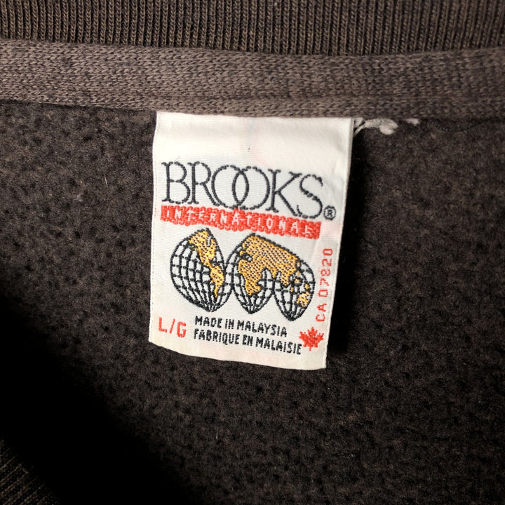 Brooks Printed Sweatshirt, Men's Size L polyester brown type Vintage Second Hand