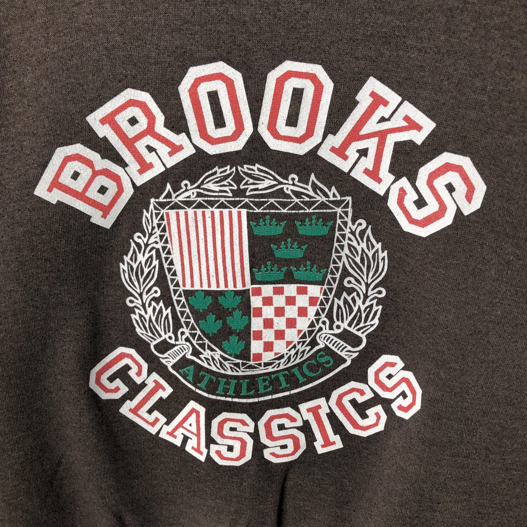Brooks Printed Sweatshirt, Men's Size L polyester brown type Vintage Second Hand
