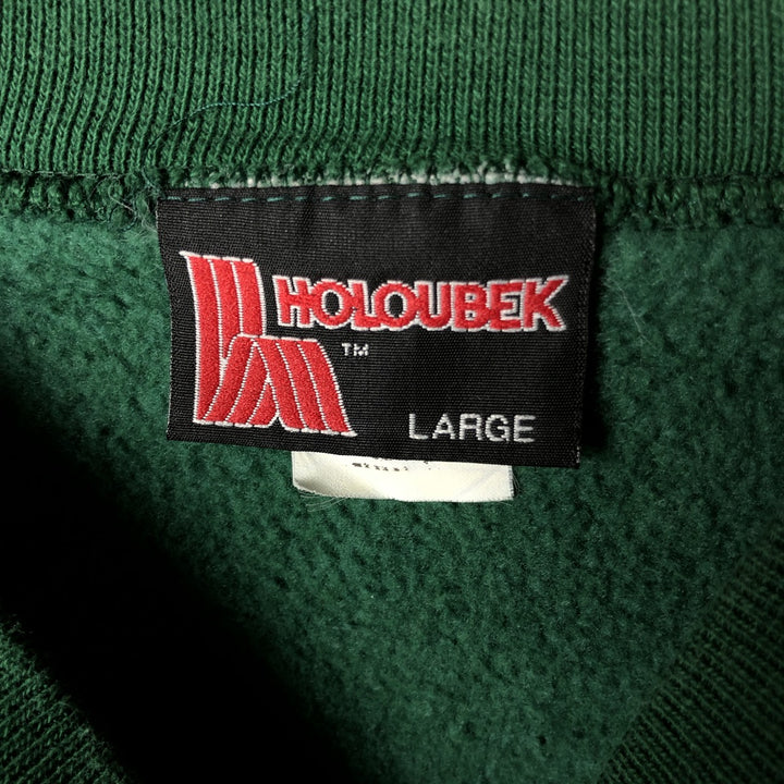 90'S Holoubek College Sweatshirt, Made in USA, Men's Size L (approx.), Vintage cotton green type Vintage Second Hand