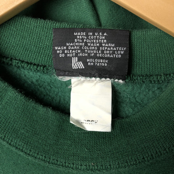 90'S Holoubek College Sweatshirt, Made in USA, Men's Size L (approx.), Vintage cotton green type Vintage Second Hand
