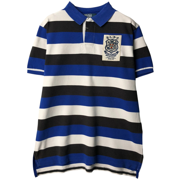 Ralph Lauren POLO by Ralph Lauren CUSTOM FIT short sleeve striped polo shirt men's size L cotton blue type Vintage Second Hand