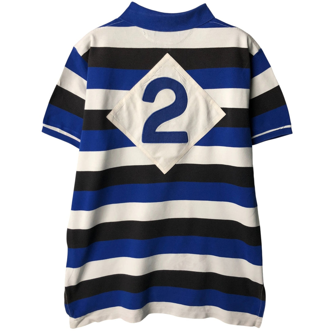 Ralph Lauren POLO by Ralph Lauren CUSTOM FIT short sleeve striped polo shirt men's size L cotton blue type Vintage Second Hand