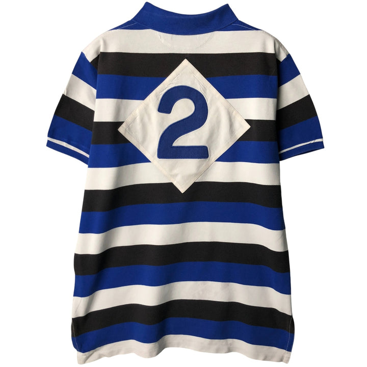 Ralph Lauren POLO by Ralph Lauren CUSTOM FIT short sleeve striped polo shirt men's size L cotton blue type Vintage Second Hand