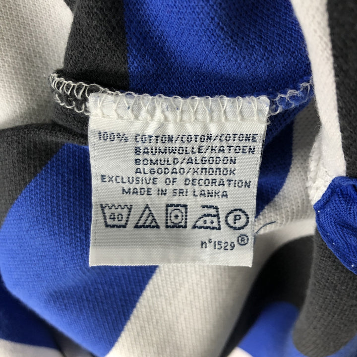Ralph Lauren POLO by Ralph Lauren CUSTOM FIT short sleeve striped polo shirt men's size L cotton blue type Vintage Second Hand