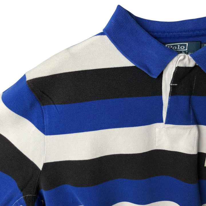 Ralph Lauren POLO by Ralph Lauren CUSTOM FIT short sleeve striped polo shirt men's size L cotton blue type Vintage Second Hand