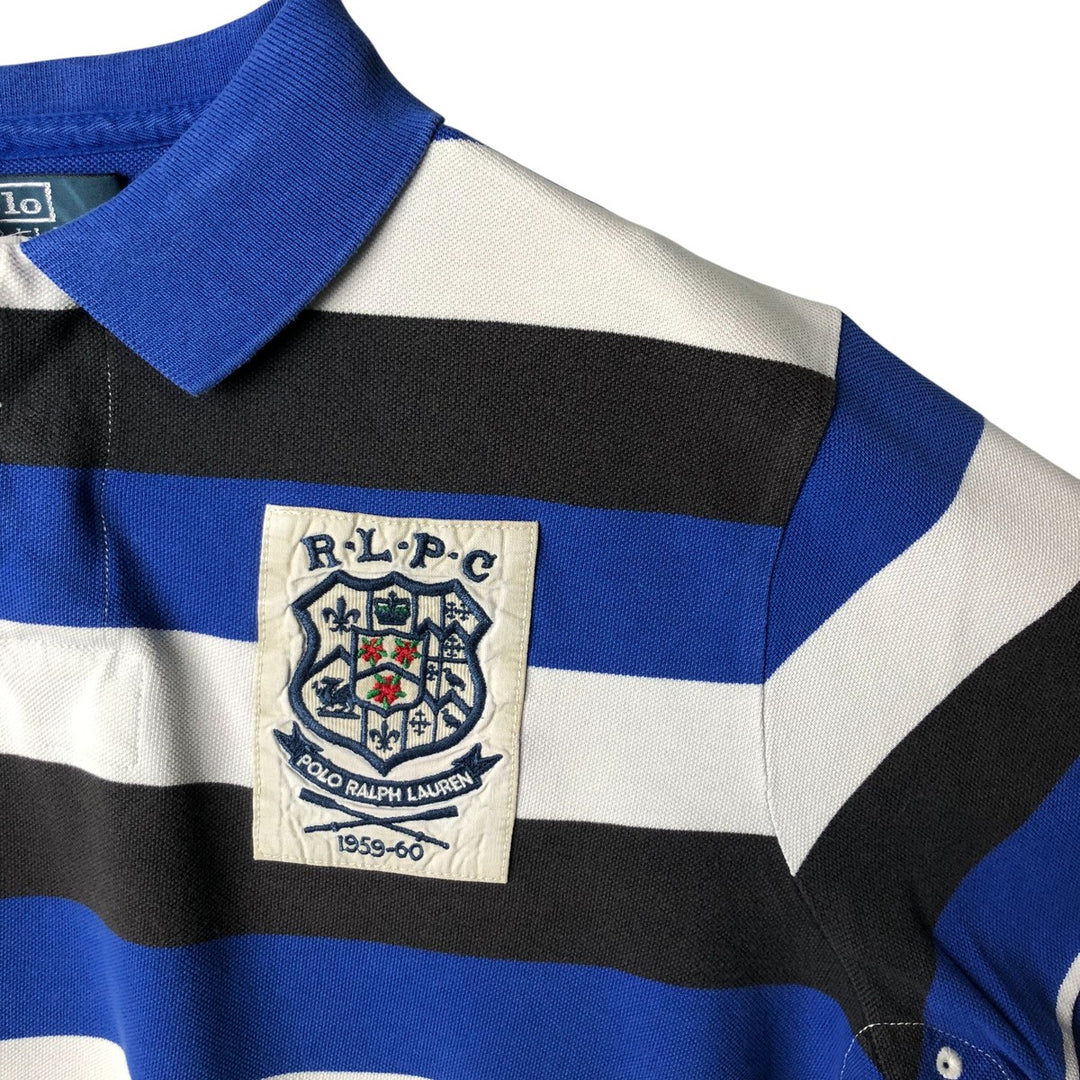 Ralph Lauren POLO by Ralph Lauren CUSTOM FIT short sleeve striped polo shirt men's size L cotton blue type Vintage Second Hand