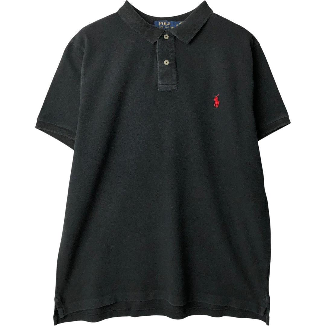 Ralph Lauren POLO RALPH LAUREN CUSTOM SLIM FIT short sleeve polo shirt men's XL equivalent cotton black type Vintage Second Hand