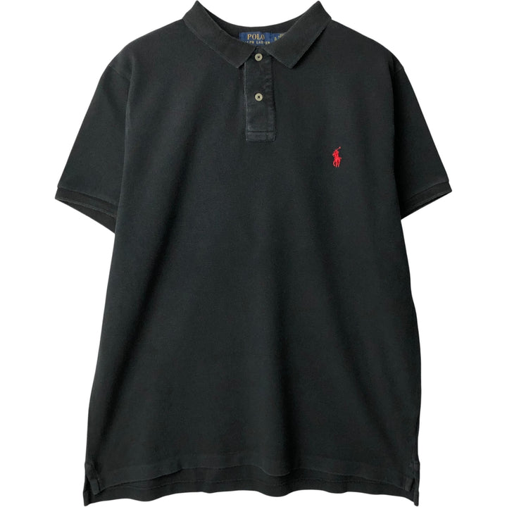 Ralph Lauren POLO RALPH LAUREN CUSTOM SLIM FIT short sleeve polo shirt men's XL equivalent cotton black type Vintage Second Hand