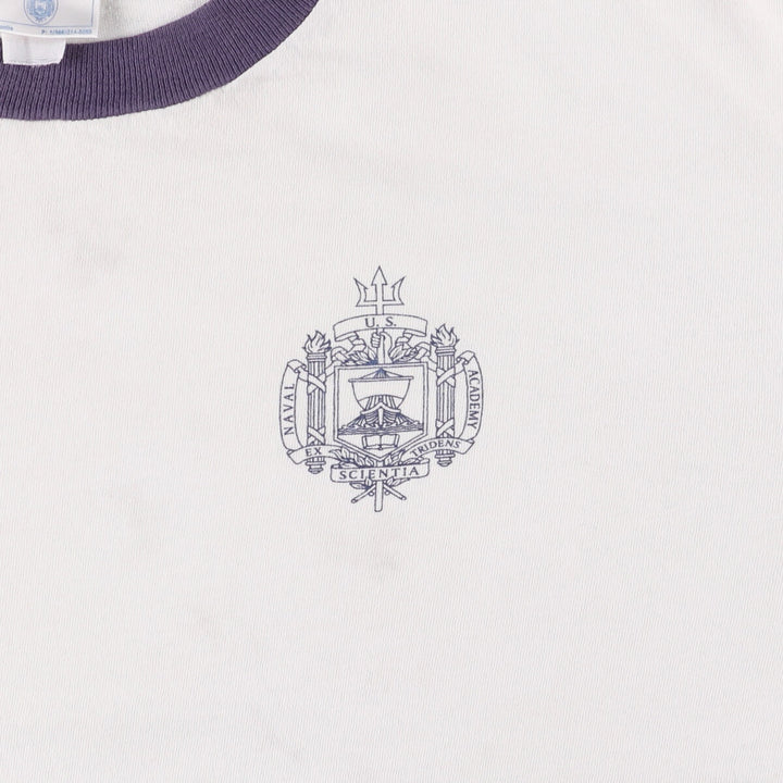 MIDSHIPMEN STORE USNA College Ringer T-Shirt, Men's XL unclear white type Vintage Second Hand