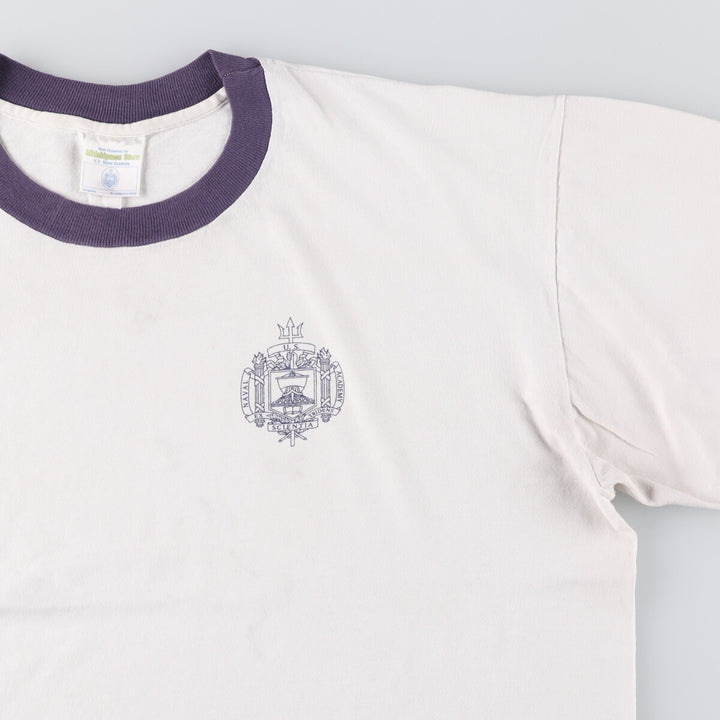 MIDSHIPMEN STORE USNA College Ringer T-Shirt, Men's XL unclear white type Vintage Second Hand
