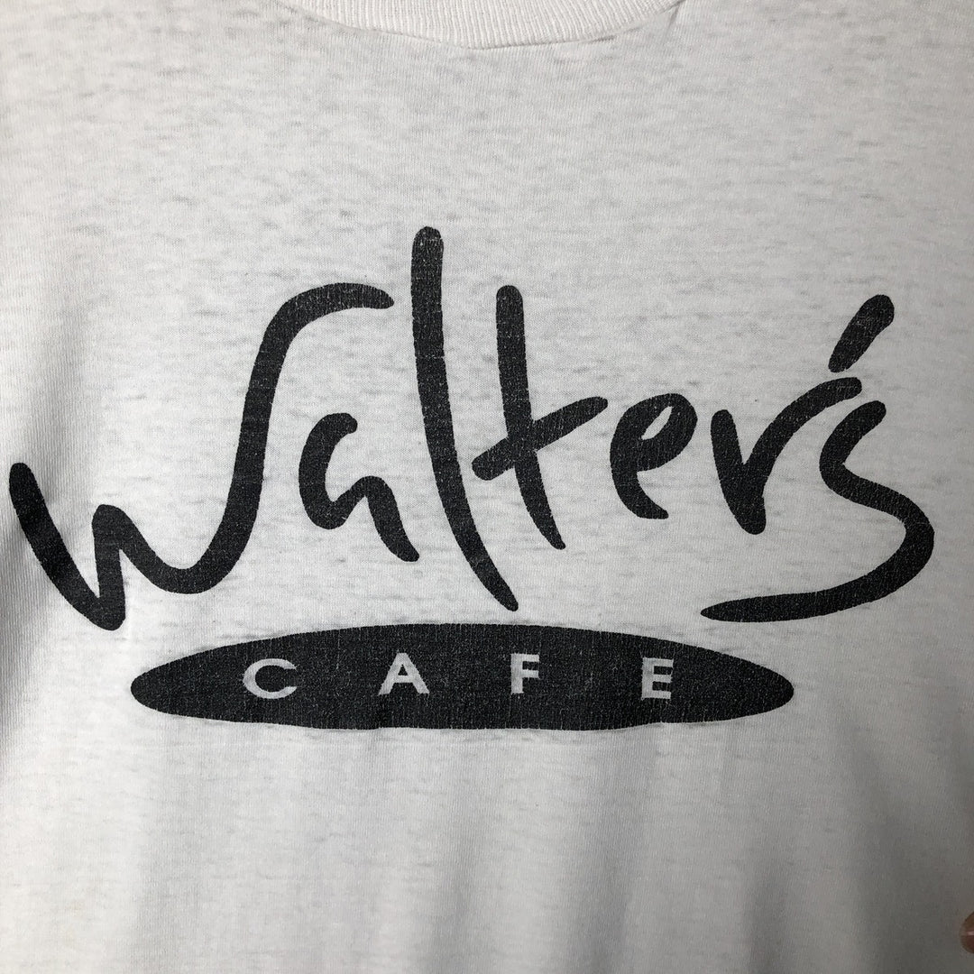 SCREEN STARS Walter's Cafe Advertising T-Shirt, Made in USA, Men's Size L cotton white type Vintage Second Hand