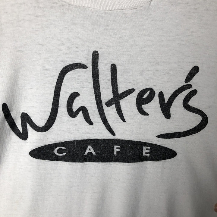 SCREEN STARS Walter's Cafe Advertising T-Shirt, Made in USA, Men's Size L cotton white type Vintage Second Hand