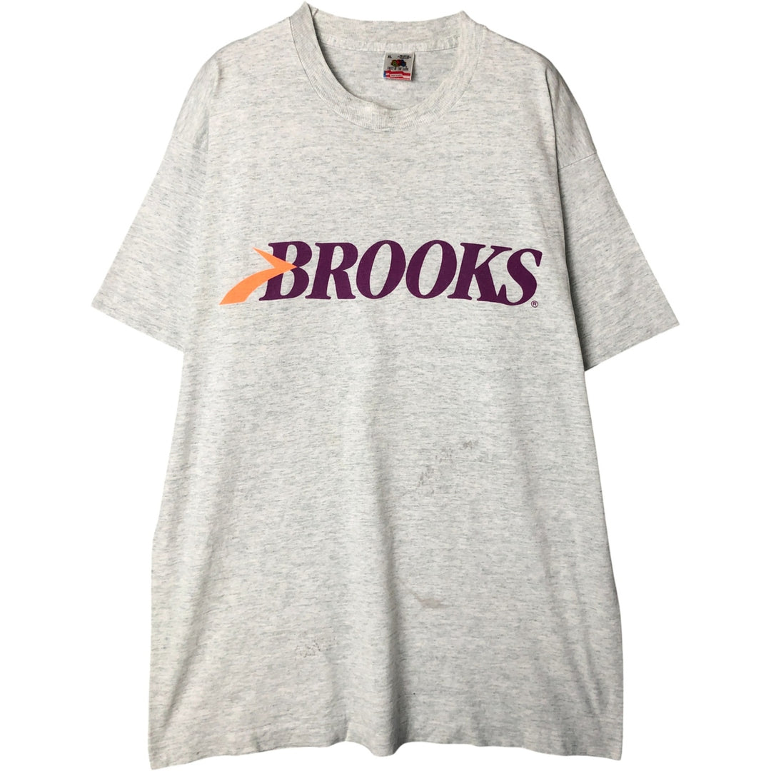 90'S Fruit of the Loom Brooks Advertising T-Shirt, Made in USA, Men's XL cotton gray type Vintage Second Hand