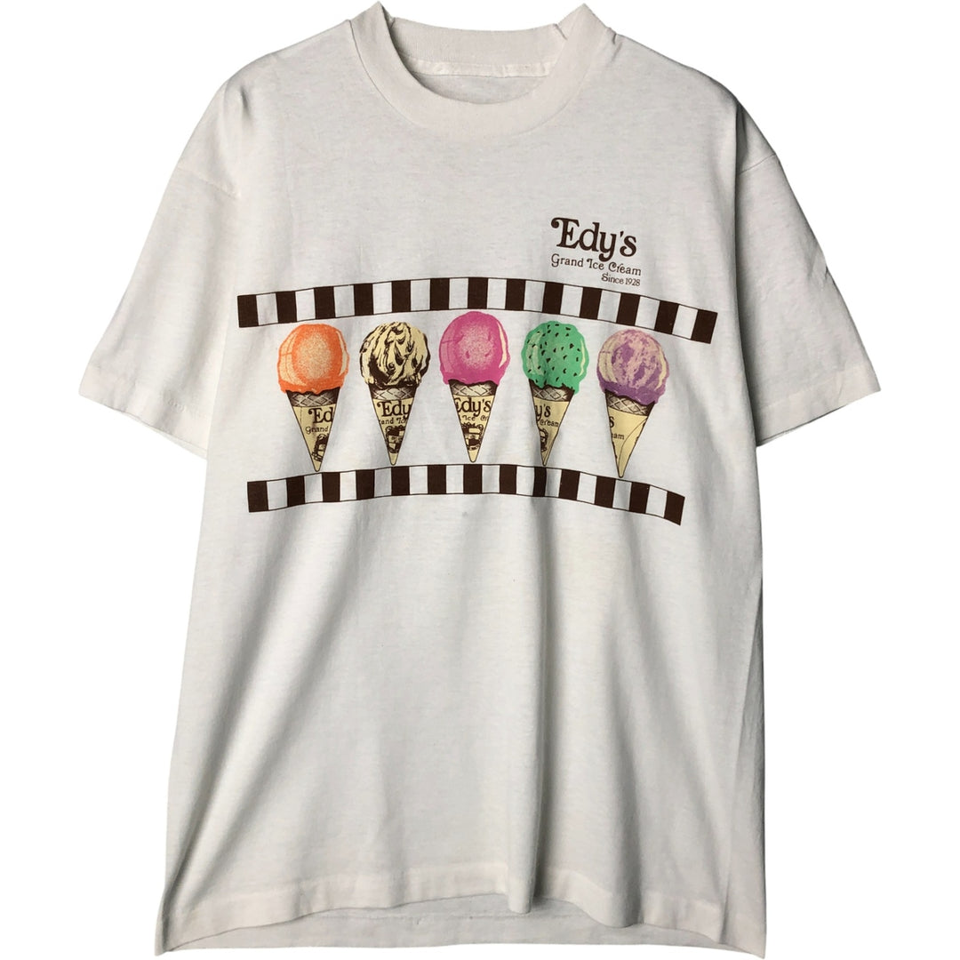 Edy's Grand Ice Cream Advertising T-shirt, Men's Size M unclear white type Vintage Second Hand