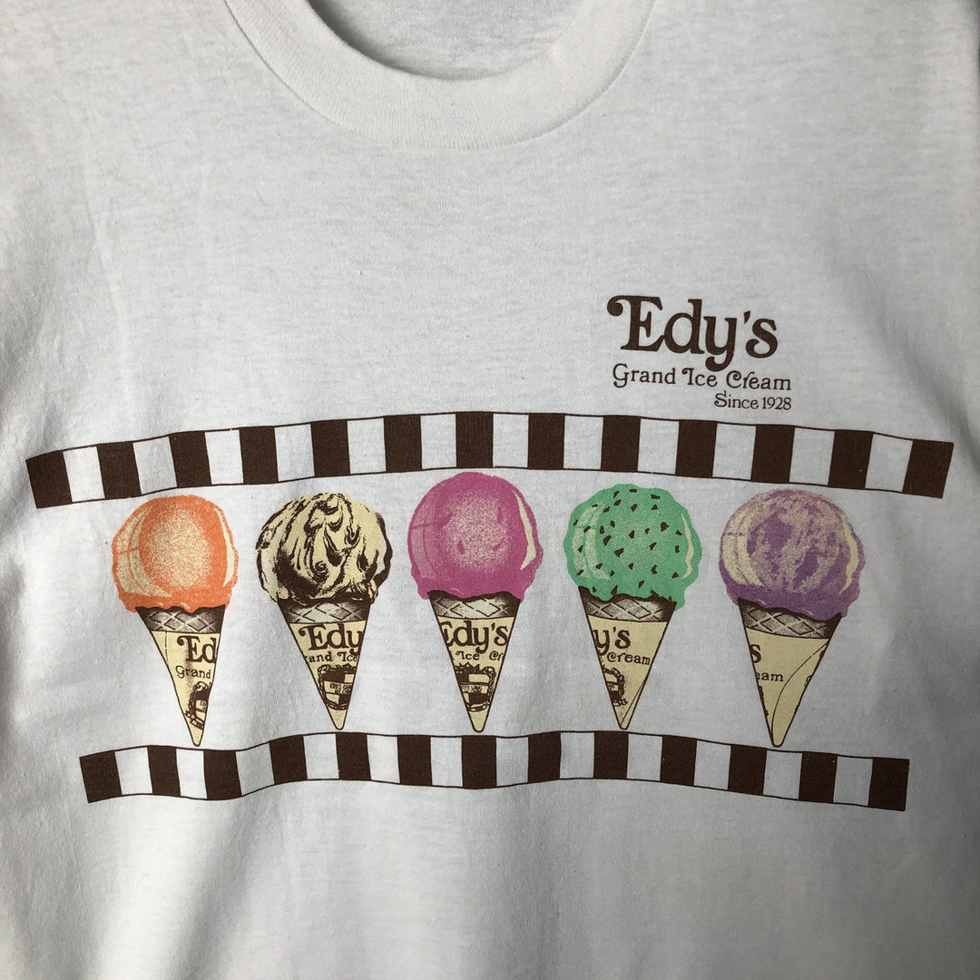 Edy's Grand Ice Cream Advertising T-shirt, Men's Size M unclear white type Vintage Second Hand