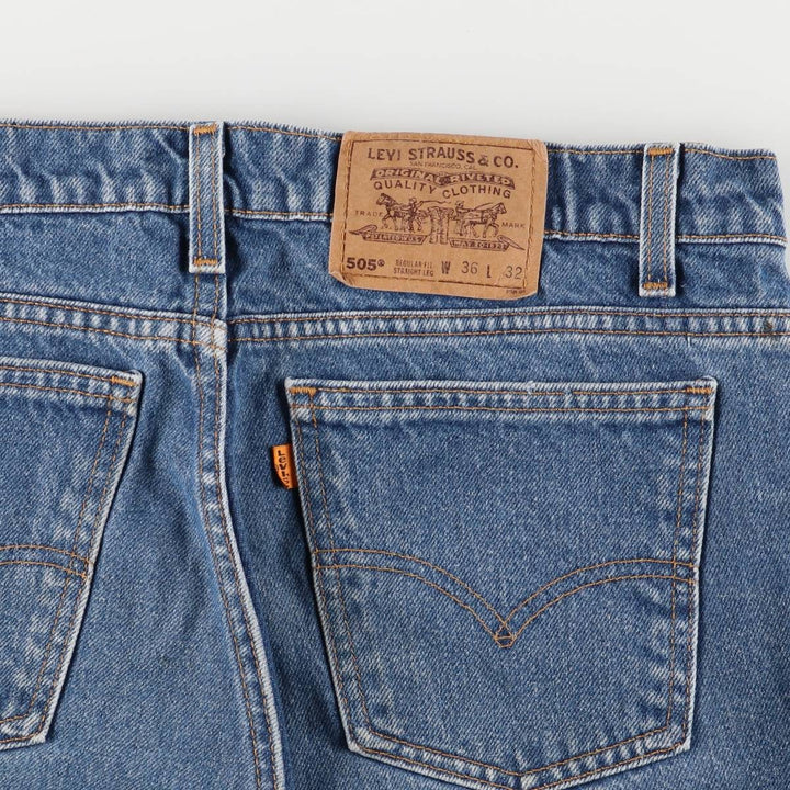 90'S Levi's 505 Regular Fit Straight Leg Tapered Denim Pants with Orange Tab, Made in USA, Men's Size 36 cotton blue type Vintage Second Hand