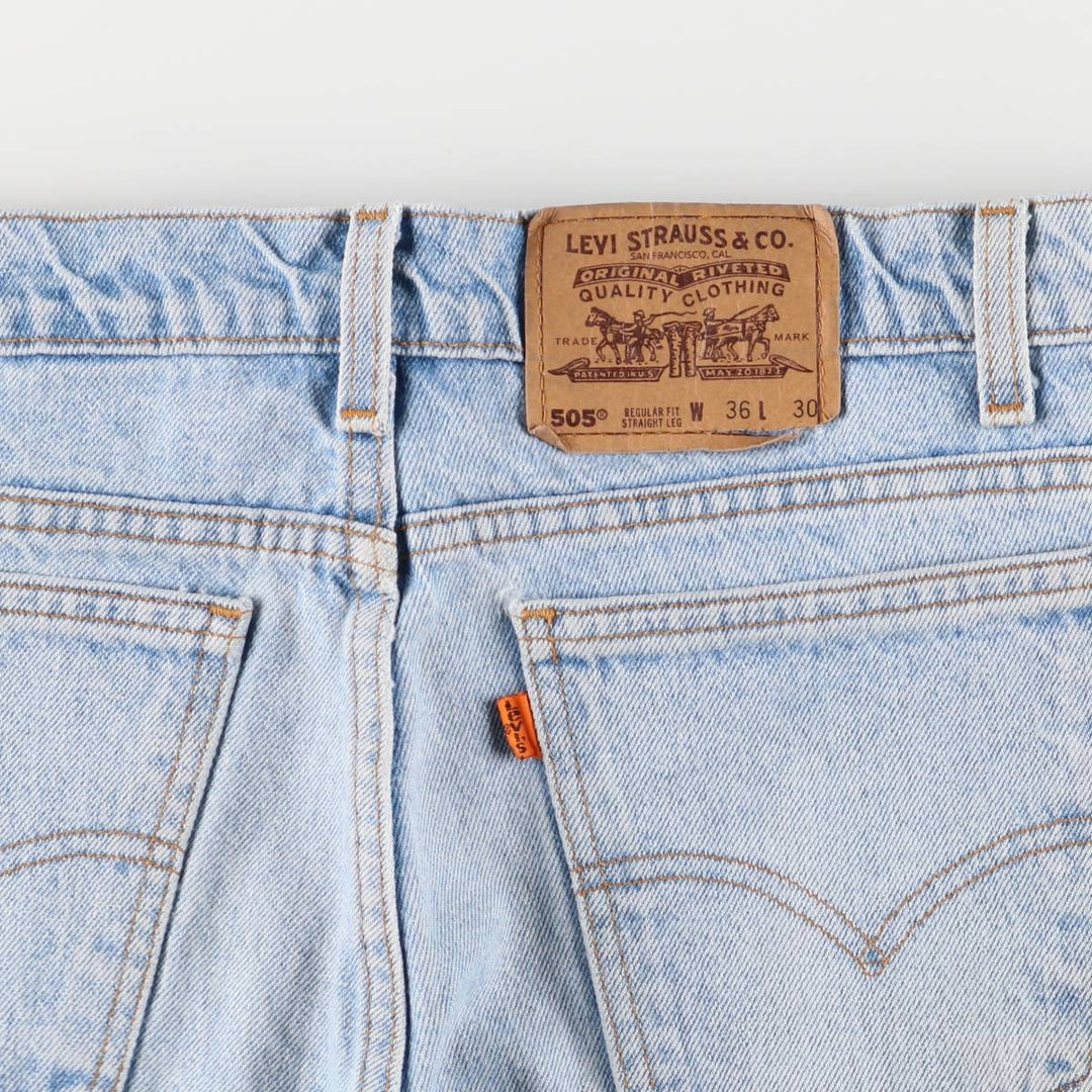 90'S Levi's 505 Regular Fit Straight Leg Tapered Denim Pants with Orange Tab, Made in USA, Men's Size 36 cotton blue type Vintage Second Hand