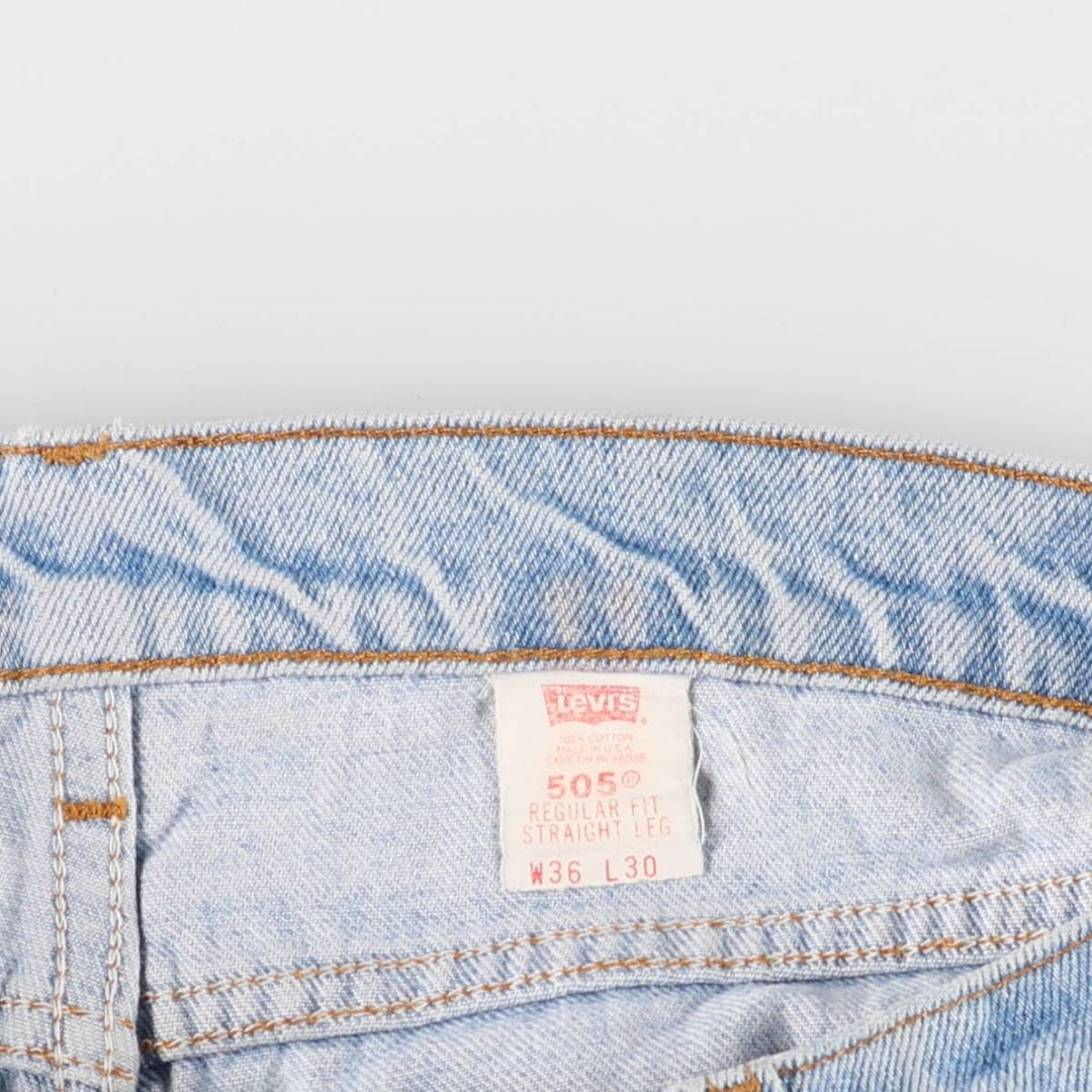 90'S Levi's 505 Regular Fit Straight Leg Tapered Denim Pants with Orange Tab, Made in USA, Men's Size 36 cotton blue type Vintage Second Hand
