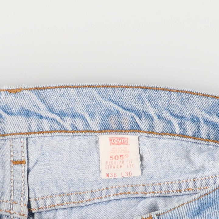 90'S Levi's 505 Regular Fit Straight Leg Tapered Denim Pants with Orange Tab, Made in USA, Men's Size 36 cotton blue type Vintage Second Hand