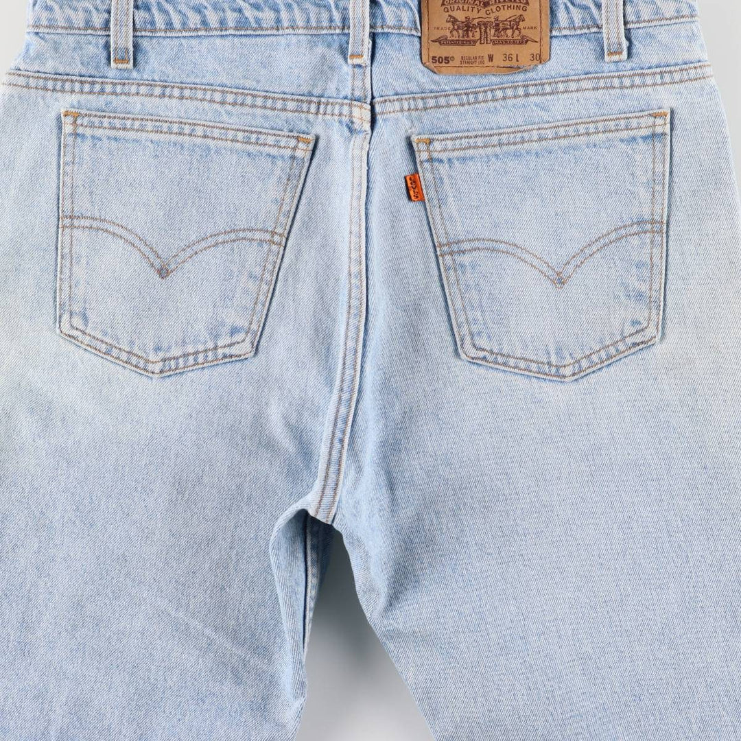 90'S Levi's 505 Regular Fit Straight Leg Tapered Denim Pants with Orange Tab, Made in USA, Men's Size 36 cotton blue type Vintage Second Hand