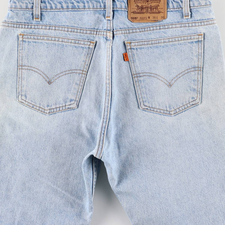 90'S Levi's 505 Regular Fit Straight Leg Tapered Denim Pants with Orange Tab, Made in USA, Men's Size 36 cotton blue type Vintage Second Hand