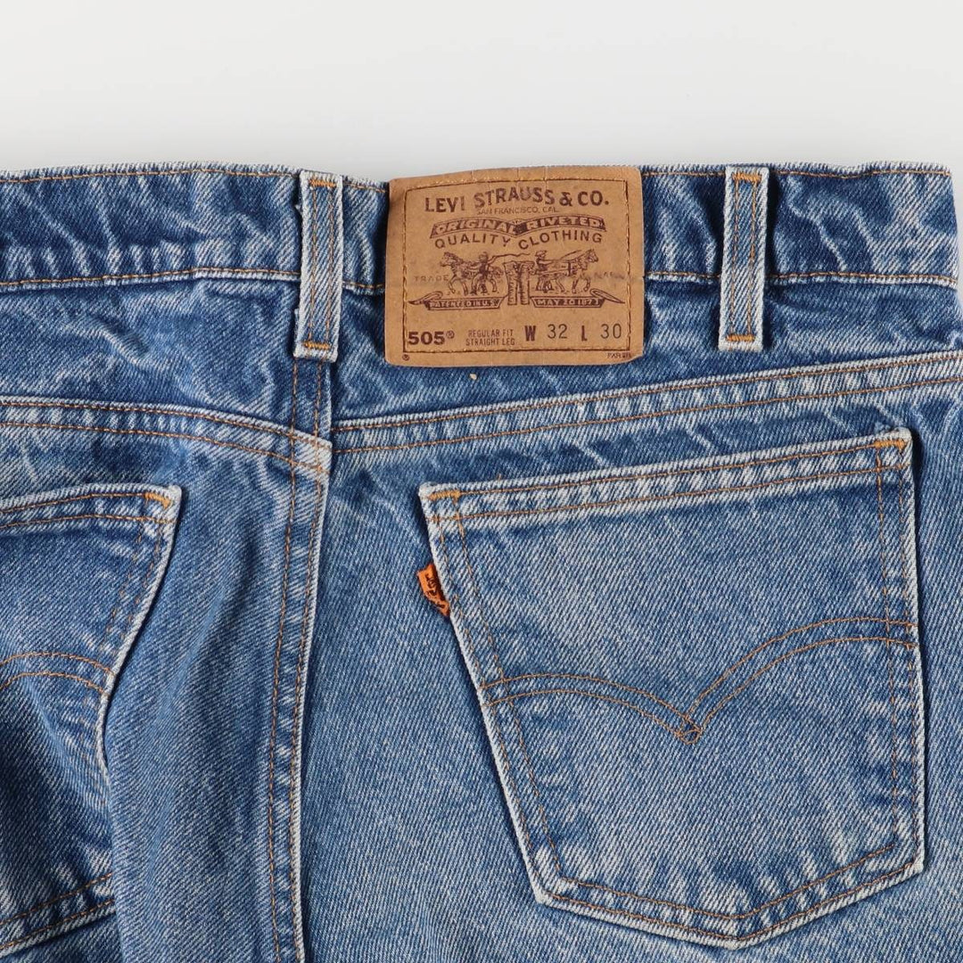 Vintage Levi's 505 Regular Fit Straight Leg Tapered Denim Pants with Orange Tab, Men's Size W32 unclear blue type Vintage Second Hand
