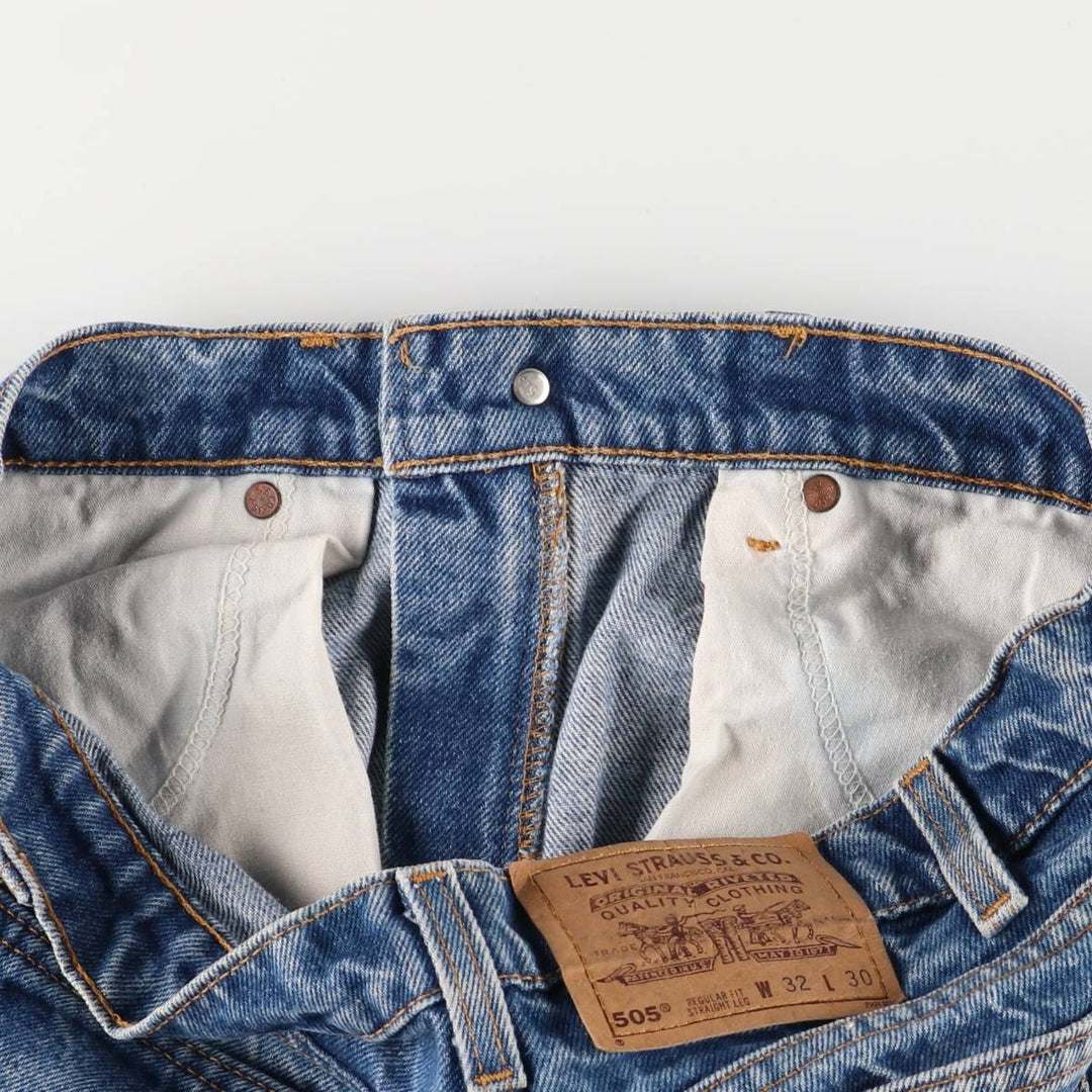Vintage Levi's 505 Regular Fit Straight Leg Tapered Denim Pants with Orange Tab, Men's Size W32 unclear blue type Vintage Second Hand