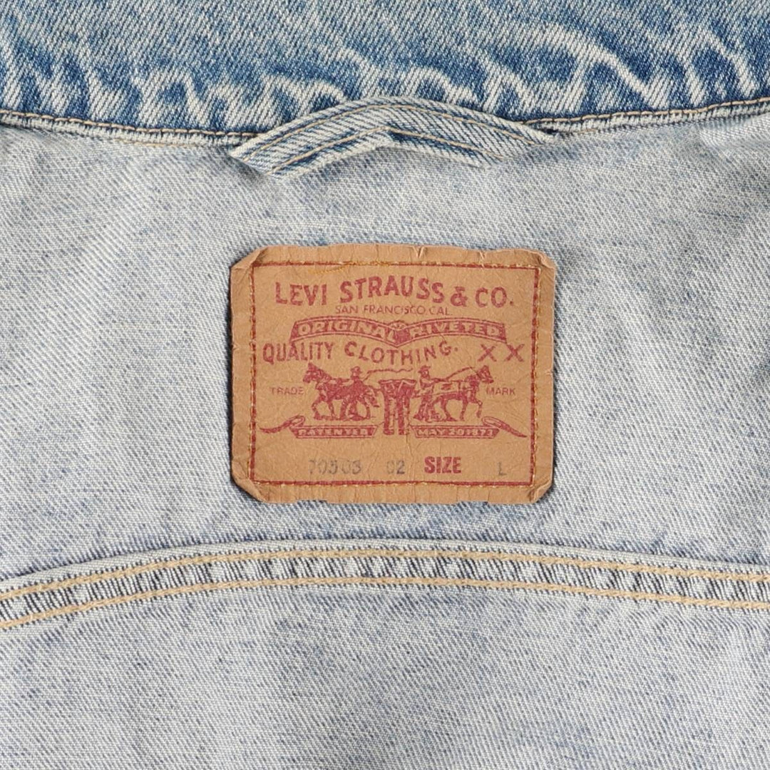90'S Levi's 70503-0283 Denim Jacket, Men's Size L, Vintage cotton blue type Vintage Second Hand