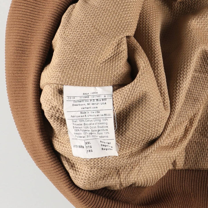 Carhartt Active Jacket Duck Full Zip Parka Made in USA Men's XXL cotton brown type Vintage Second Hand