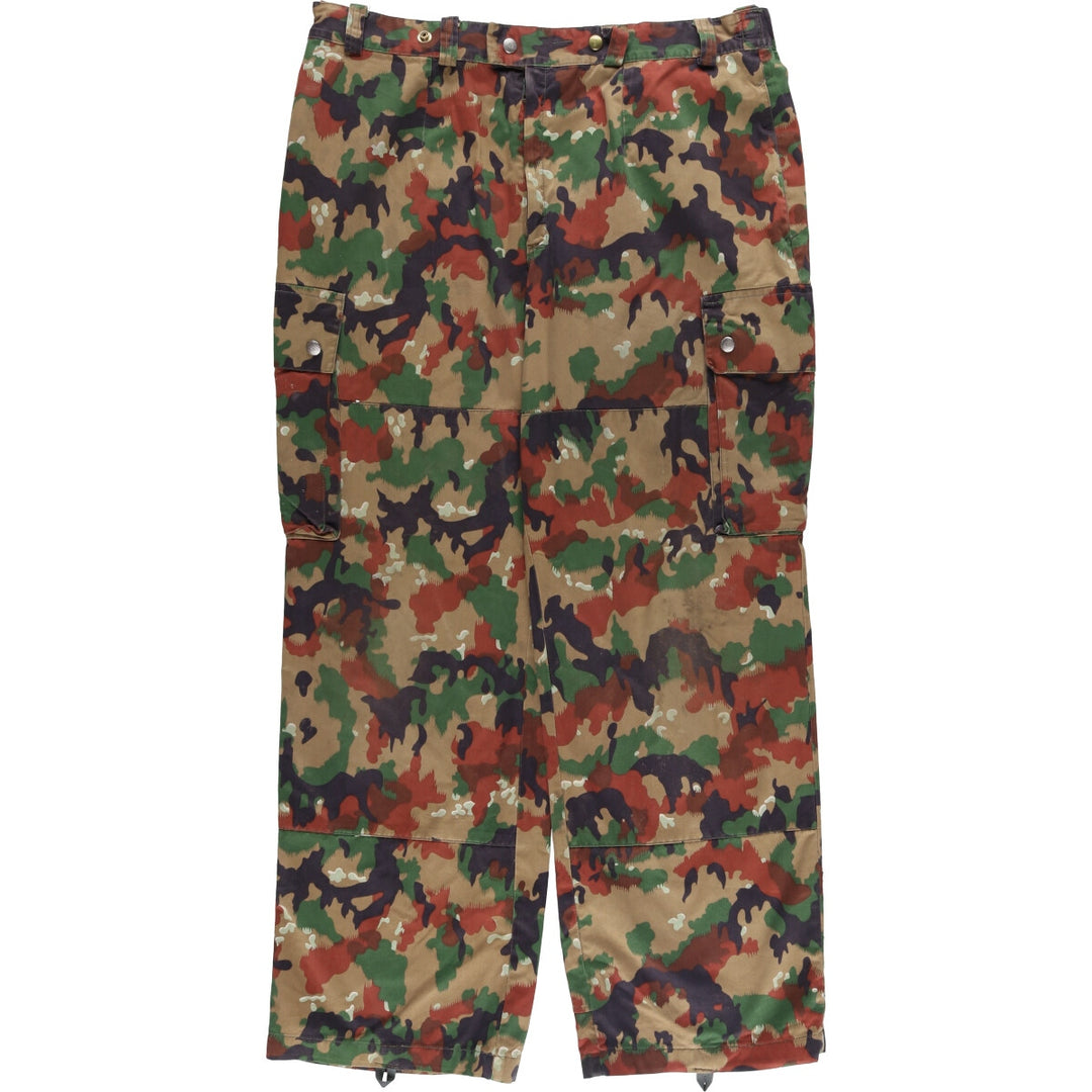 Swiss Army Camouflage Pattern Alpine Camo Military Cargo Pants, Size 48 cotton Khaki type sage green Vintage Second Hand