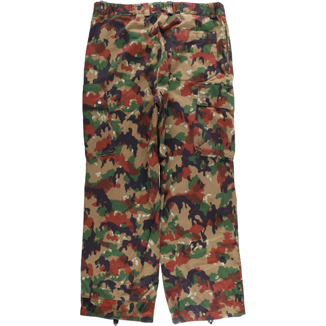 Swiss Army Camouflage Pattern Alpine Camo Military Cargo Pants, Size 48 cotton Khaki type sage green Vintage Second Hand