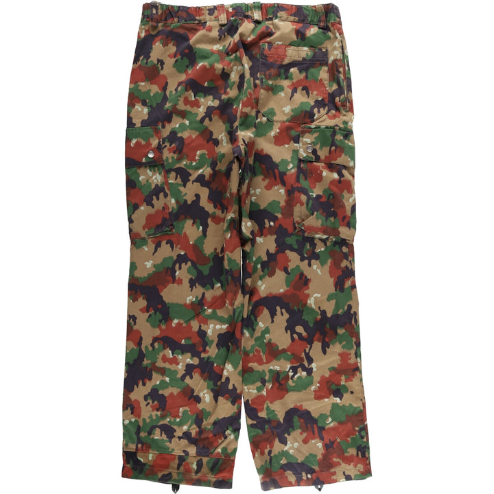Swiss Army Camouflage Pattern Alpine Camo Military Cargo Pants, Size 48 cotton Khaki type sage green Vintage Second Hand