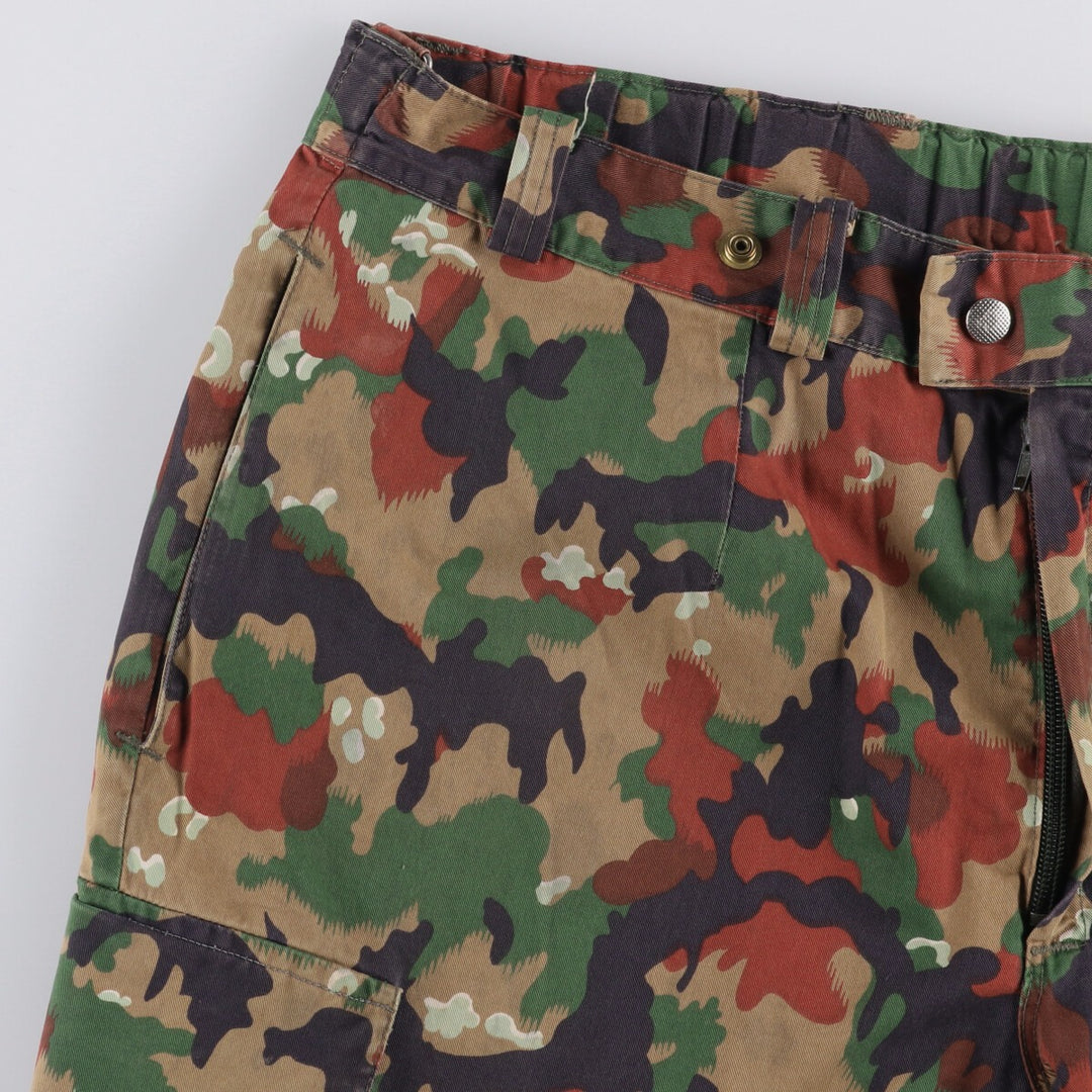 Swiss Army Camouflage Pattern Alpine Camo Military Cargo Pants, Size 48 cotton Khaki type sage green Vintage Second Hand